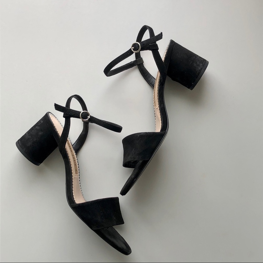 Zara Faux Patent Leather Block Heel Sandals